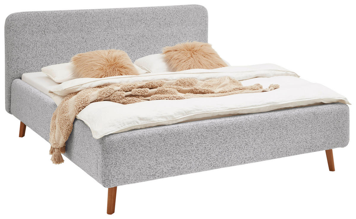 POLSTERBETT 120/200 cm, {[inkl. ],item.attr('349-543'),[, ]} - Eichefarben/Hellgrau, Design, Holz/Textil (120/200cm) - Xora
