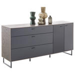 SIDEBOARD Schwarz, Eichefarben  178/84/44 cm  - Eichefarben/Anthrazit, Design, Glas/Holz (178/84/44cm) - Novel