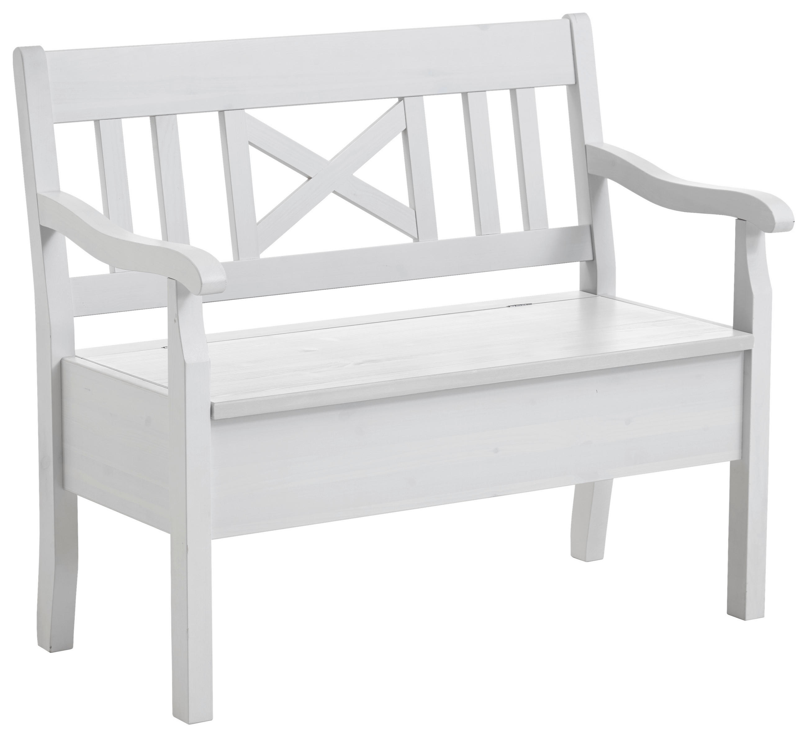 SITZBANK 105/93/58 cm Weiß Kiefer massiv  - Weiß, ROMANTIK / LANDHAUS, Holz (105/93/58cm) - Boxxx