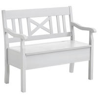 SITZBANK 105/93/58 cm Weiß Kiefer massiv  - Weiß, ROMANTIK / LANDHAUS, Holz (105/93/58cm) - Boxxx
