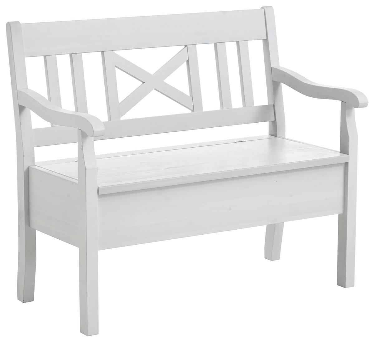 SITZBANK 105/93/58 cm Weiß Kiefer massiv  - Weiß, ROMANTIK / LANDHAUS, Holz (105/93/58cm) - Boxxx