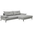 ECKSOFA in Flachgewebe Hellgrau  - Hellgrau/Schwarz, KONVENTIONELL, Textil/Metall (294/176cm) - Carryhome