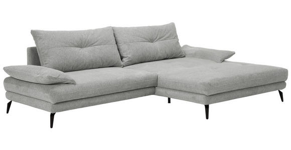 ECKSOFA in Flachgewebe Hellgrau  - Hellgrau/Schwarz, KONVENTIONELL, Textil/Metall (294/176cm) - Carryhome