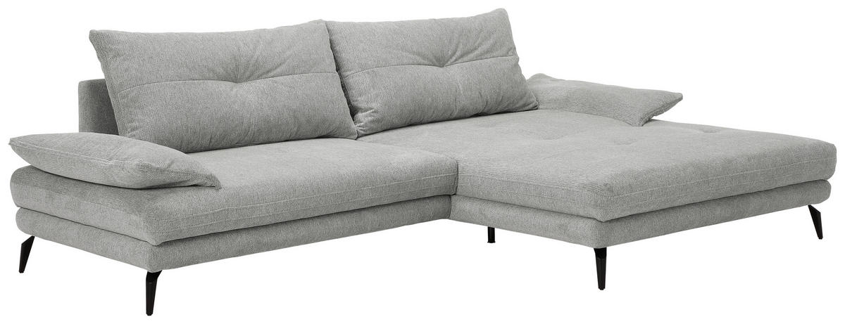 HÖRNSOFFA i flatväv ljusgrå  - ljusgrå/svart, Klassisk, metall/textil (294/176cm) - MID.YOU