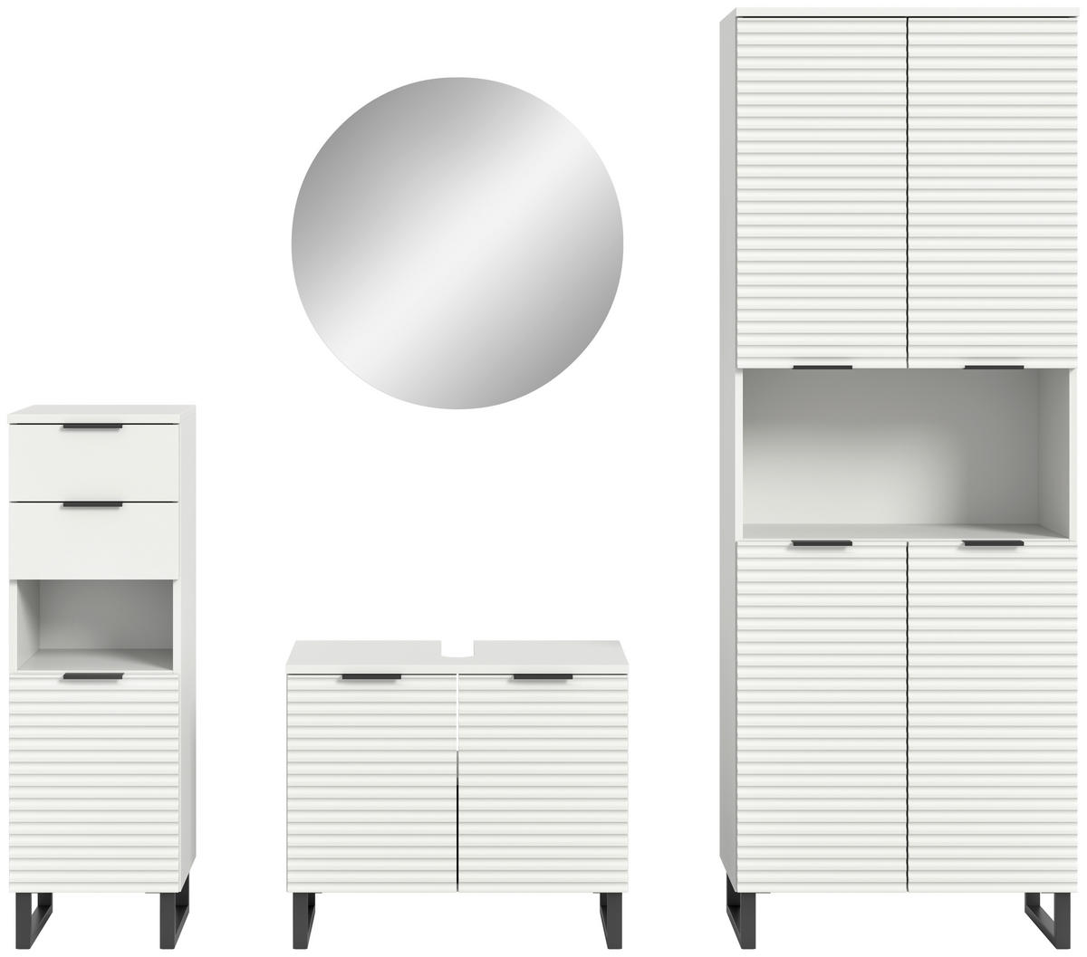 BADEZIMMER 4-teilig  in 175 cm  - Schwarz/Weiß, MODERN, Holzwerkstoff/Metall (175cm) - MID.YOU