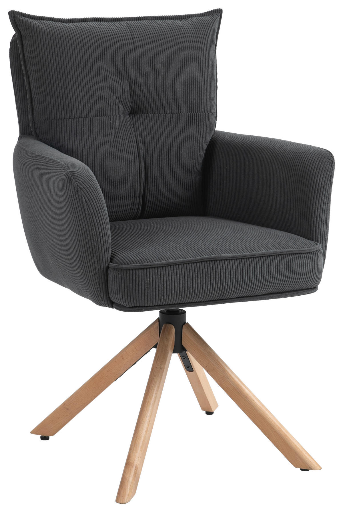 ARMLEHNSTUHL  in Cord  - Anthrazit/Buchefarben, Design, Holz/Textil (60/95/67cm) - Novel