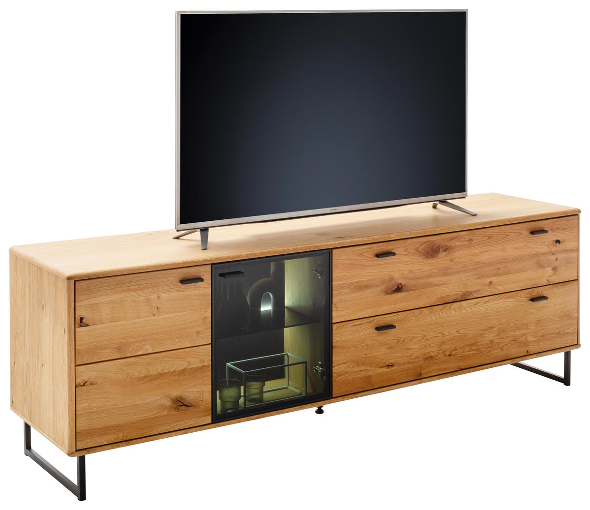 LOWBOARD  in 209/68/50 cm  - Wildeiche/Anthrazit, Design, Glas/Holz (209/68/50cm) - MID.YOU
