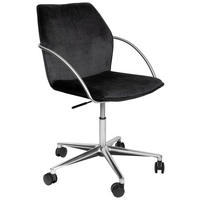 DREHSTUHL  in Samt Schwarz, Edelstahlfarben  - Chromfarben/Edelstahlfarben, Design, Kunststoff/Textil (56,5/82-94/60cm) - Novel