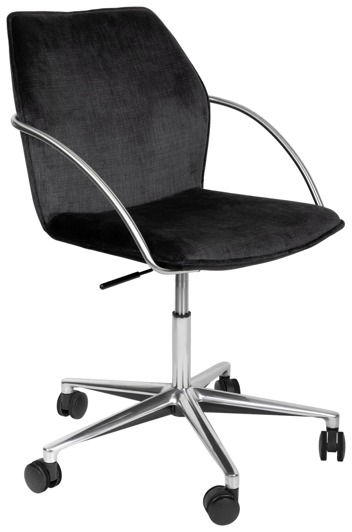 DREHSTUHL  in Samt Schwarz, Edelstahlfarben  - Chromfarben/Edelstahlfarben, Design, Kunststoff/Textil (56,5/82-94/60cm) - Novel