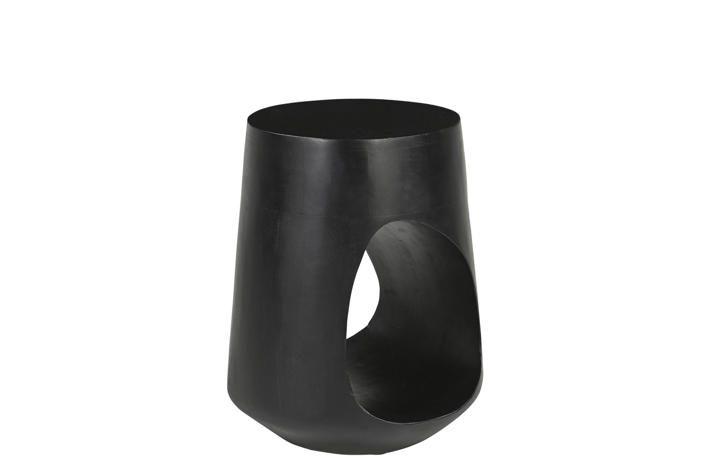 BEISTELLTISCH 32/32/46 cm Mangoholz massiv Schwarz rund  - Schwarz, Design, Holz (32/32/46cm) - MID.YOU