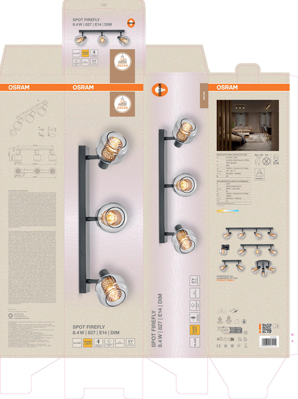LED-STRAHLER 60,4/17,6/8,5 cm   - Schwarz, Basics, Glas/Metall (60,4/17,6/8,5cm) - Osram