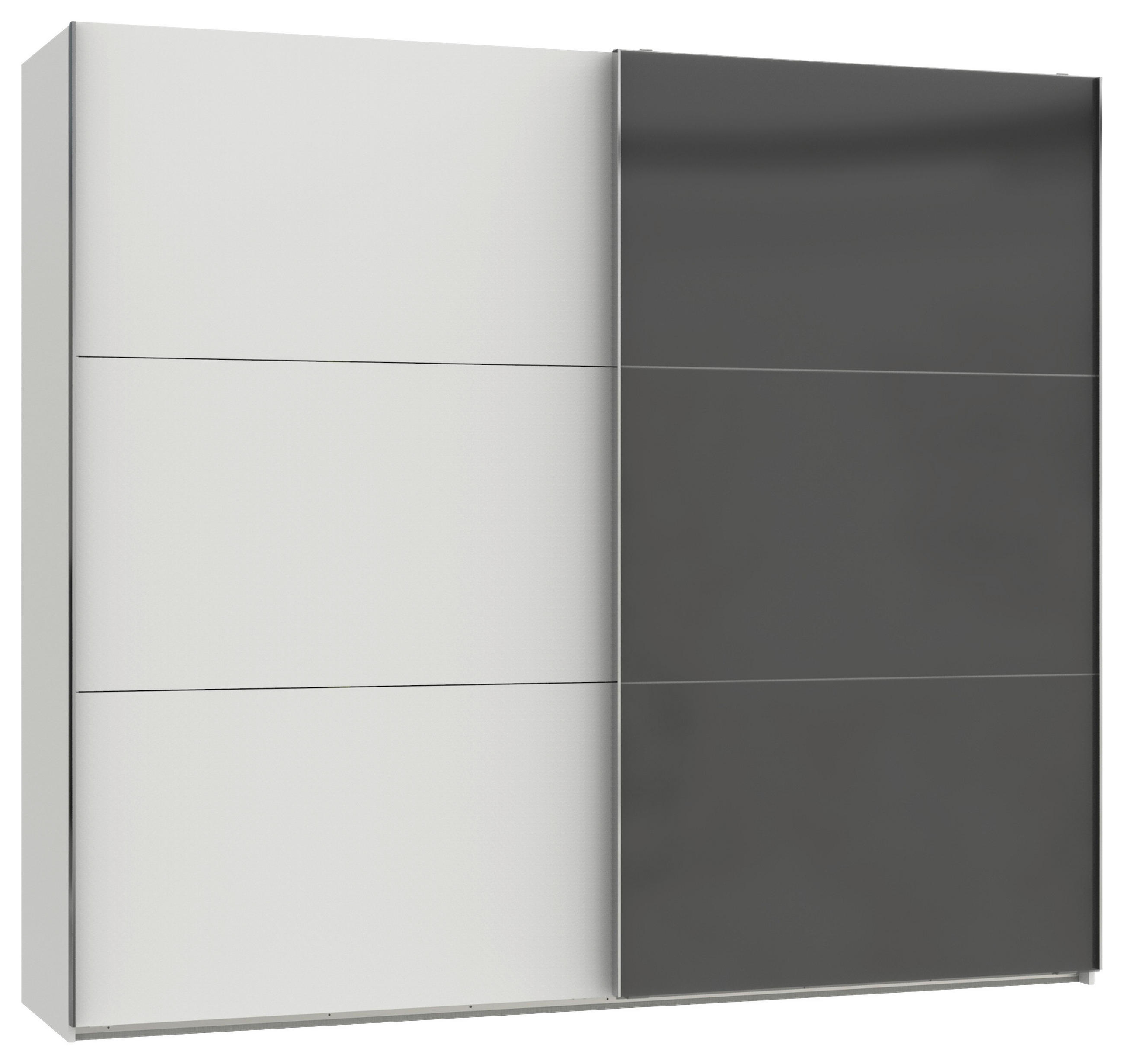 SCHWEBETÜRENSCHRANK in Grau, Weiss  - Chromfarben/Weiss, Modern, Holzwerkstoff (250/216/65cm) - MID.YOU