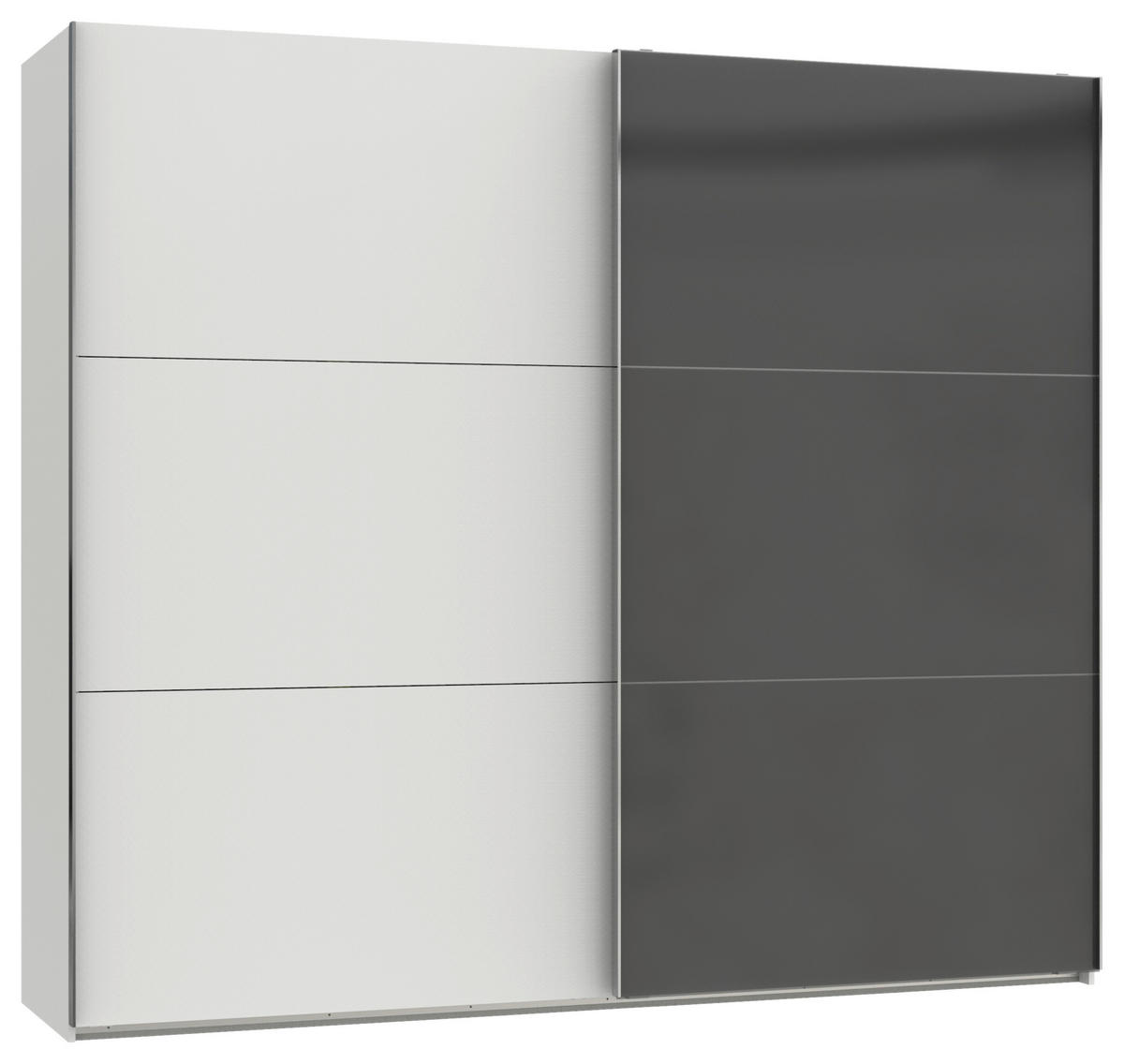 SCHWEBETÜRENSCHRANK  in Grau, Weiß  - Chromfarben/Weiß, MODERN, Holzwerkstoff (250/216/65cm) - MID.YOU