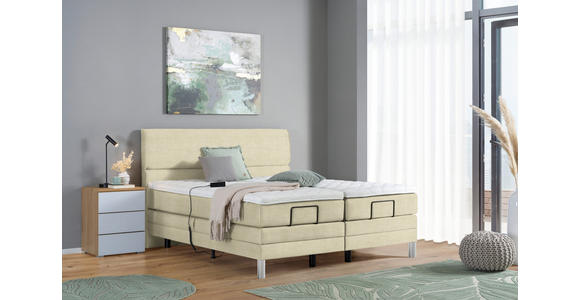 BOXSPRINGBETT 180/200 cm  in Beige  - Chromfarben/Beige, KONVENTIONELL, Kunststoff/Textil (180/200cm) - Voleo