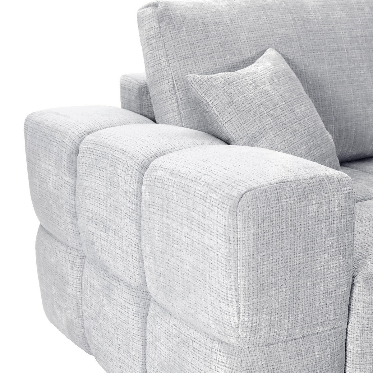 ECKSOFA Hellgrau Chenille  - Hellgrau/Schwarz, KONVENTIONELL, Kunststoff/Textil (283cm) - Carryhome