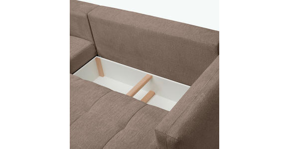 ECKSOFA in Chenille Hellbraun  - Hellbraun/Schwarz, MODERN, Kunststoff/Textil (172/276cm) - Hom`in