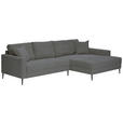 ECKSOFA Grau Cord  - Schwarz/Grau, KONVENTIONELL, Textil/Metall (276/173cm) - Carryhome
