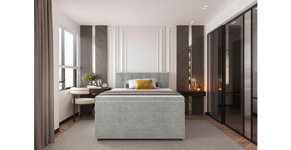 BOXSPRINGBETT 120/200 cm  in Hellgrau  - Hellgrau/Schwarz, KONVENTIONELL, Kunststoff/Textil (120/200cm) - Carryhome