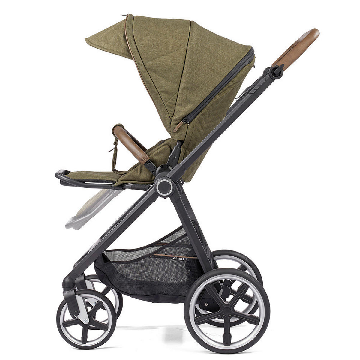 KINDERWAGENSET  Fusion Panorama Lyx Set inkl. Wickeltasche  Moosgrün  - Schwarz/Olivgrün, Basics, Textil/Metall (57/129/100cm) - Gesslein