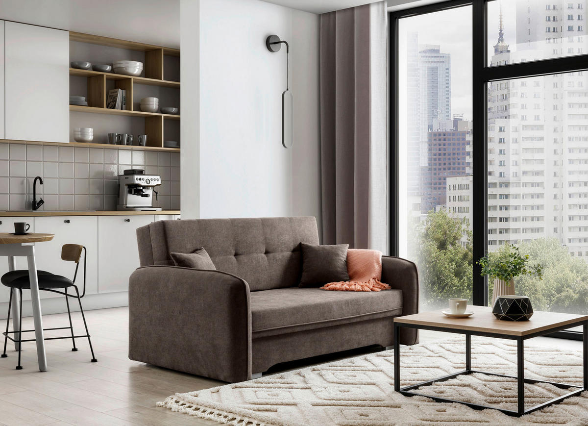 SCHLAFSOFA in Chenille Braun  - Silberfarben/Braun, Design, Kunststoff/Textil (155/105/75cm) - MID.YOU