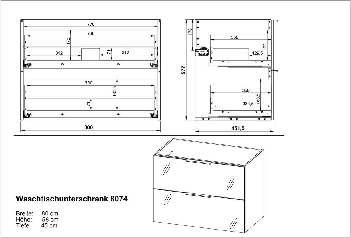 WASCHTISCHKOMBI  - Chromfarben/Silberfarben, Design, Glas/Keramik (81/61/46cm) - Germania