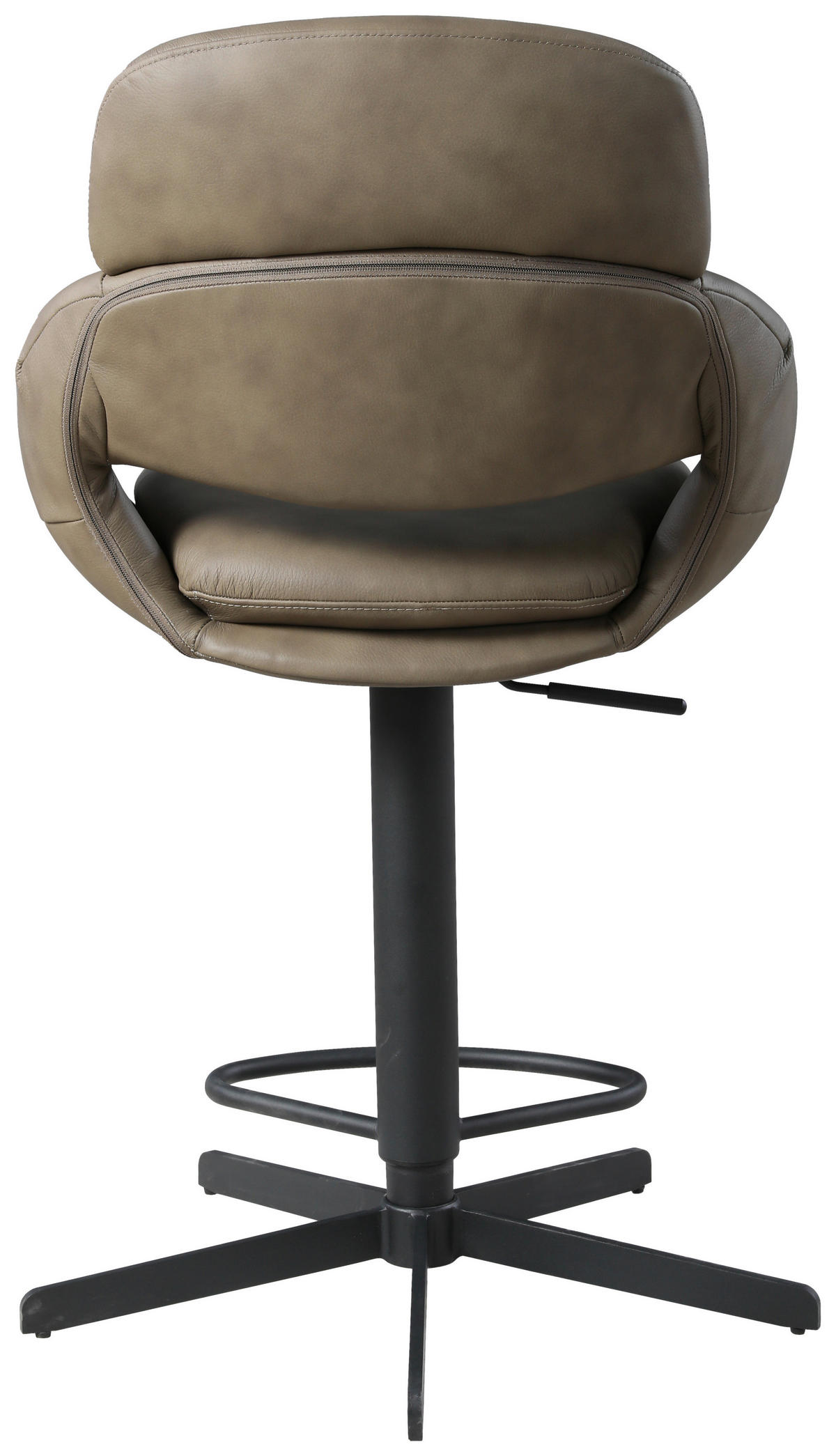 BARHOCKER Echtleder Taupe Eisen Sitzfläche 360° drehbar  - Taupe/Schwarz, Design, Leder/Metall (55/105/56cm) - Emilio Belluti