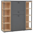 HIGHBOARD Grau, Eiche Artisan  135,7/135/40,4 cm  - Schwarz/Eiche Artisan, KONVENTIONELL, Holzwerkstoff/Metall (135,7/135/40,4cm) - Hom`in
