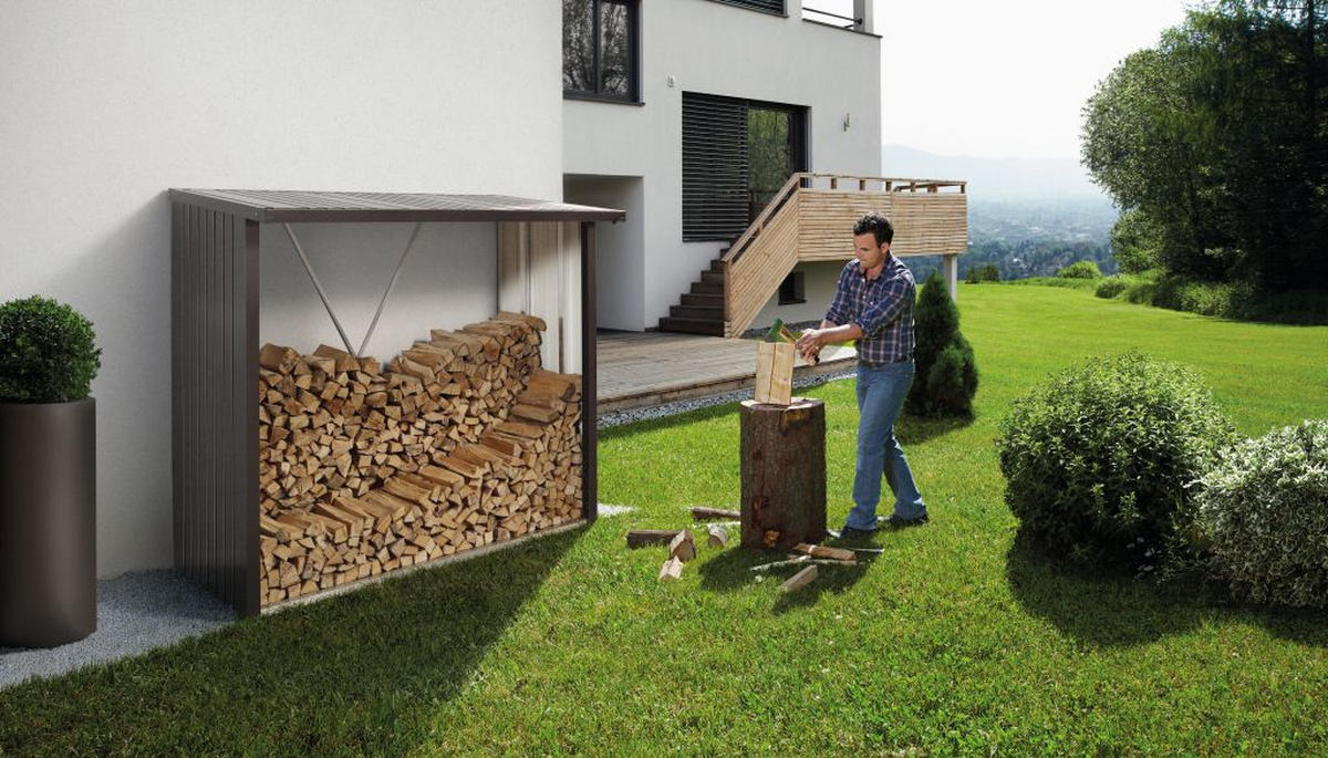 KAMINHOLZREGAL 229/199/102 cm  Metall  - Grau, Design, Metall (229/199/102cm) - Biohort