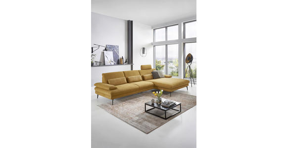 ECKSOFA Currygelb Chenille  - Currygelb/Schwarz, Design, Textil/Metall (310/180cm) - Dieter Knoll