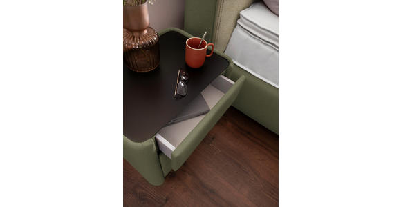 BOXSPRINGBETT 180/200 cm  in Beige, Olivgrün  - Beige/Schwarz, Design, Textil/Metall (180/200cm) - Johann Jakob