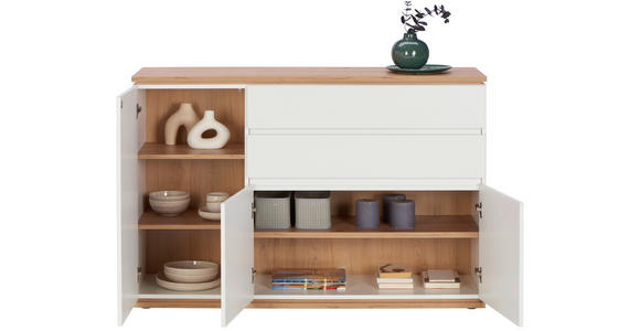 SIDEBOARD 139/93/42 cm  in Weiß, Eiche Artisan  - Schwarz/Weiß, MODERN, Holzwerkstoff/Kunststoff (139/93/42cm) - Xora