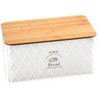 CHLEBNÍK NA PEČIVO - bílá, Basics, kov/dřevo (32,5/21/15cm)