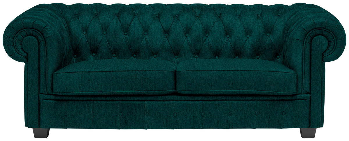 CHESTERFIELD-SOFA in Webstoff Waldgrün  - Waldgrün/Wengefarben, Lifestyle, Holz/Textil (206/76,5/96cm) - Landscape