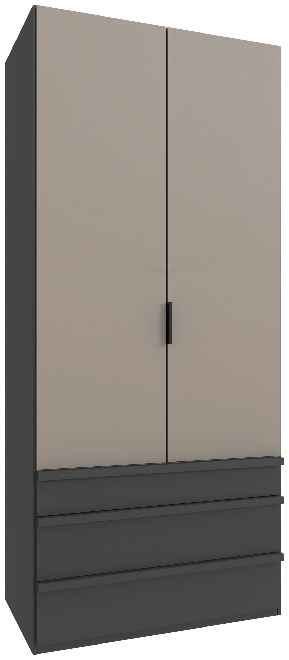 GARDEROB MED VIKDÖRRAR 100/236/58 cm 1-dörrar - sahara/grafitfärgad, Design, trämaterial (100/236/58cm) - Boxxx