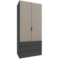 GARDEROB MED VIKDÖRRAR 100/236/58 cm 1-dörrar - sahara/grafitfärgad, Design, trämaterial (100/236/58cm) - Boxxx