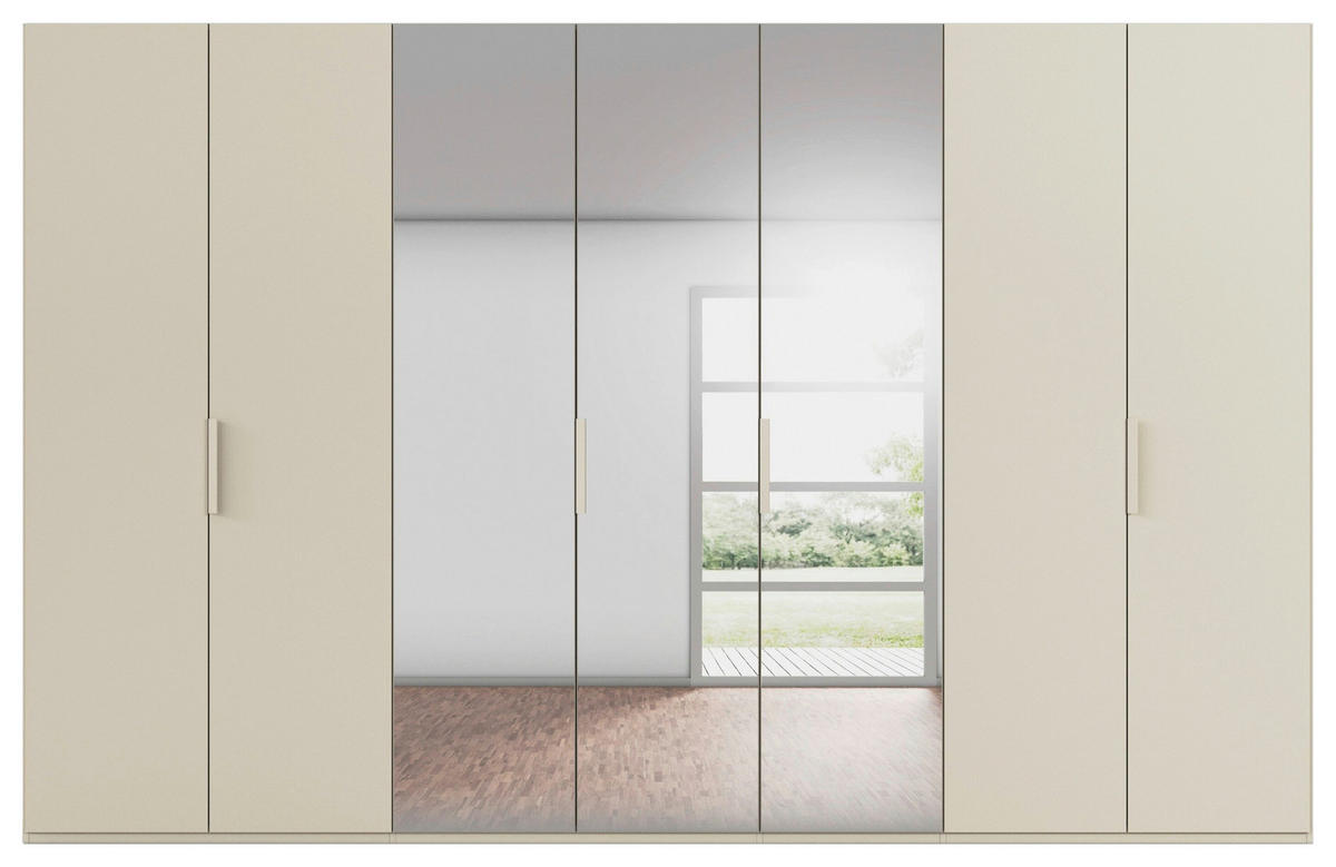 DREHTÜRENSCHRANK 350/223/61 cm,  in Champagner, 7-türig  - Champagner, Basics, Glas/Holzwerkstoff (350/223/61cm) - Novel