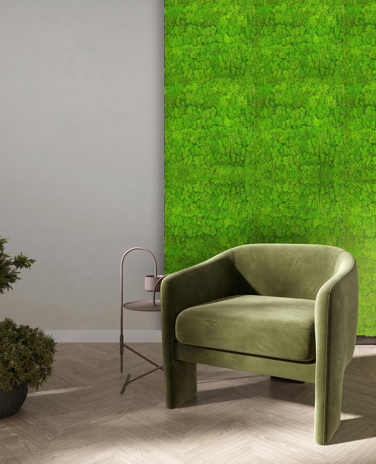 AKUSTIKPANEEL Modular Wall System Moos 52/52/4 cm  - Hellgrün, KONVENTIONELL, Naturmaterialien (52/52/4cm) - Jangal