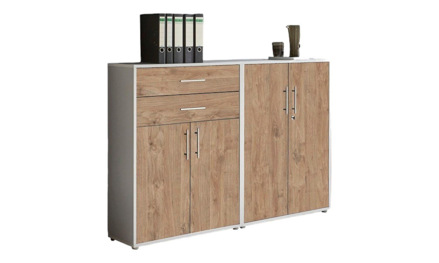 AKTENSCHRANK Grau, Eichefarben  - Eichefarben/Grau, MODERN, Holzwerkstoff (168,8/113,6/33cm) - MID.YOU