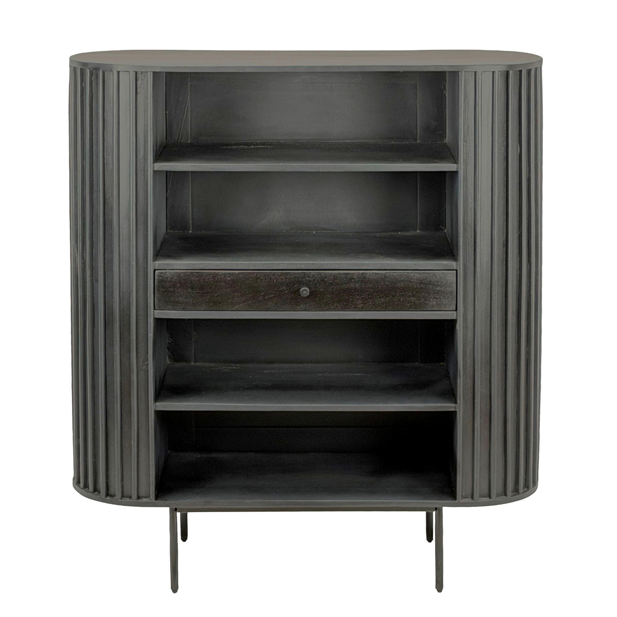 STOJACÍ REGÁL, mangové dřevo, černá, 105/122/40 cm - černá, Design, kov/dřevo (105/122/40cm) - Livetastic