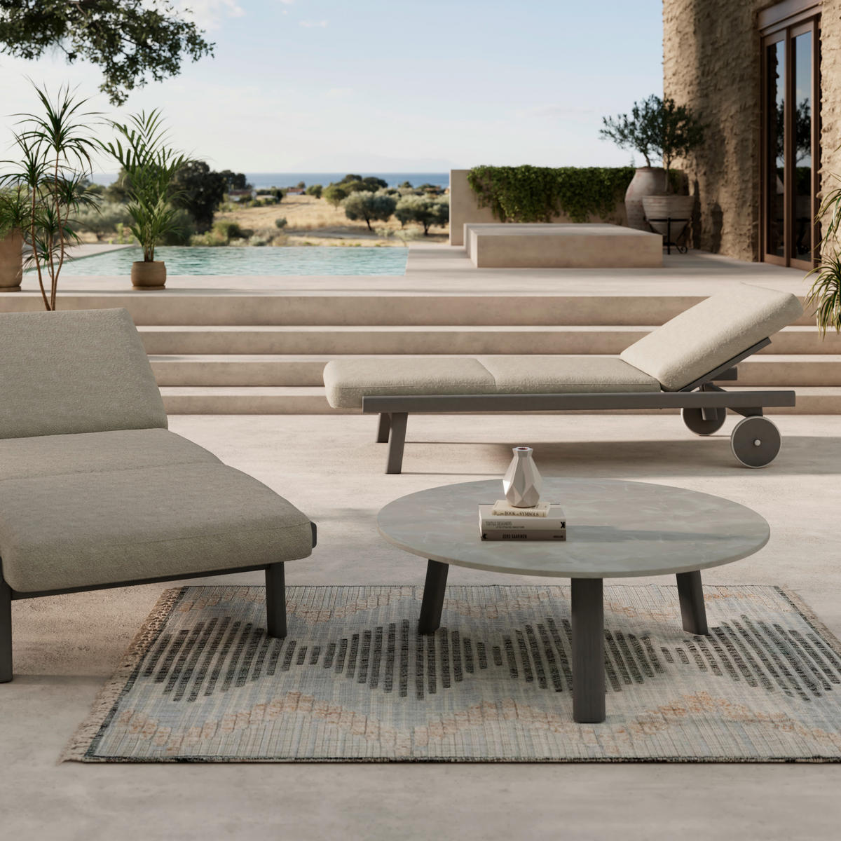 LOUNGETISCH 95/95/34 cm Holz, Kunststoff  - Hellgrau/Graphitfarben, ROMANTIK / LANDHAUS, Holz/Kunststoff (95/95/34cm) - Dieter Knoll