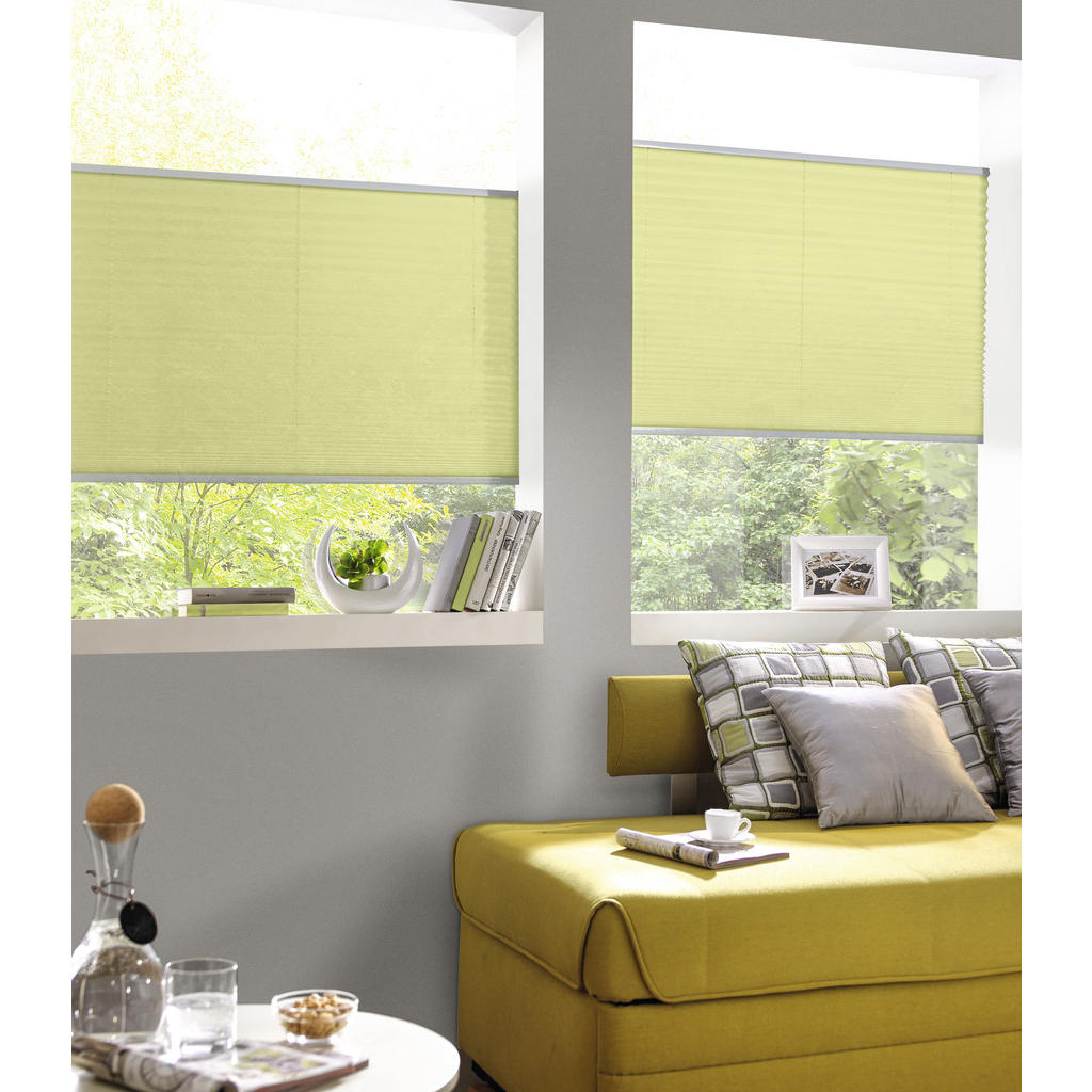 Thumbnail - Xxxl Plissee, Grün, Textil, Uni, 50x130 cm, Länge universell einstellbar, Wohntextilien, Rollos & Jalousien, Plissees