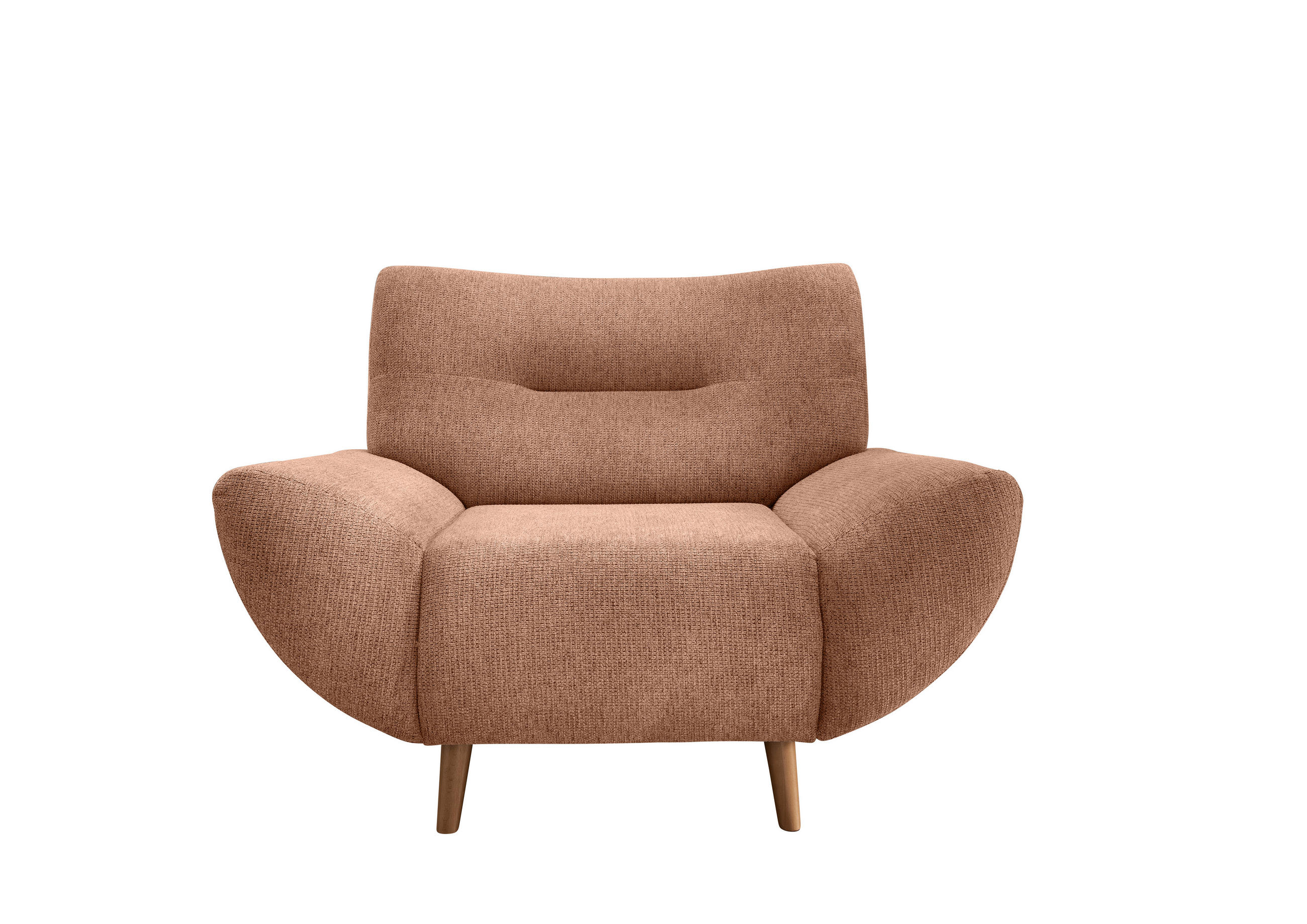 SESSEL Chenille Koralle    - Wildeiche/Koralle, MODERN, Holz/Textil (111/81/90cm) - MID.YOU
