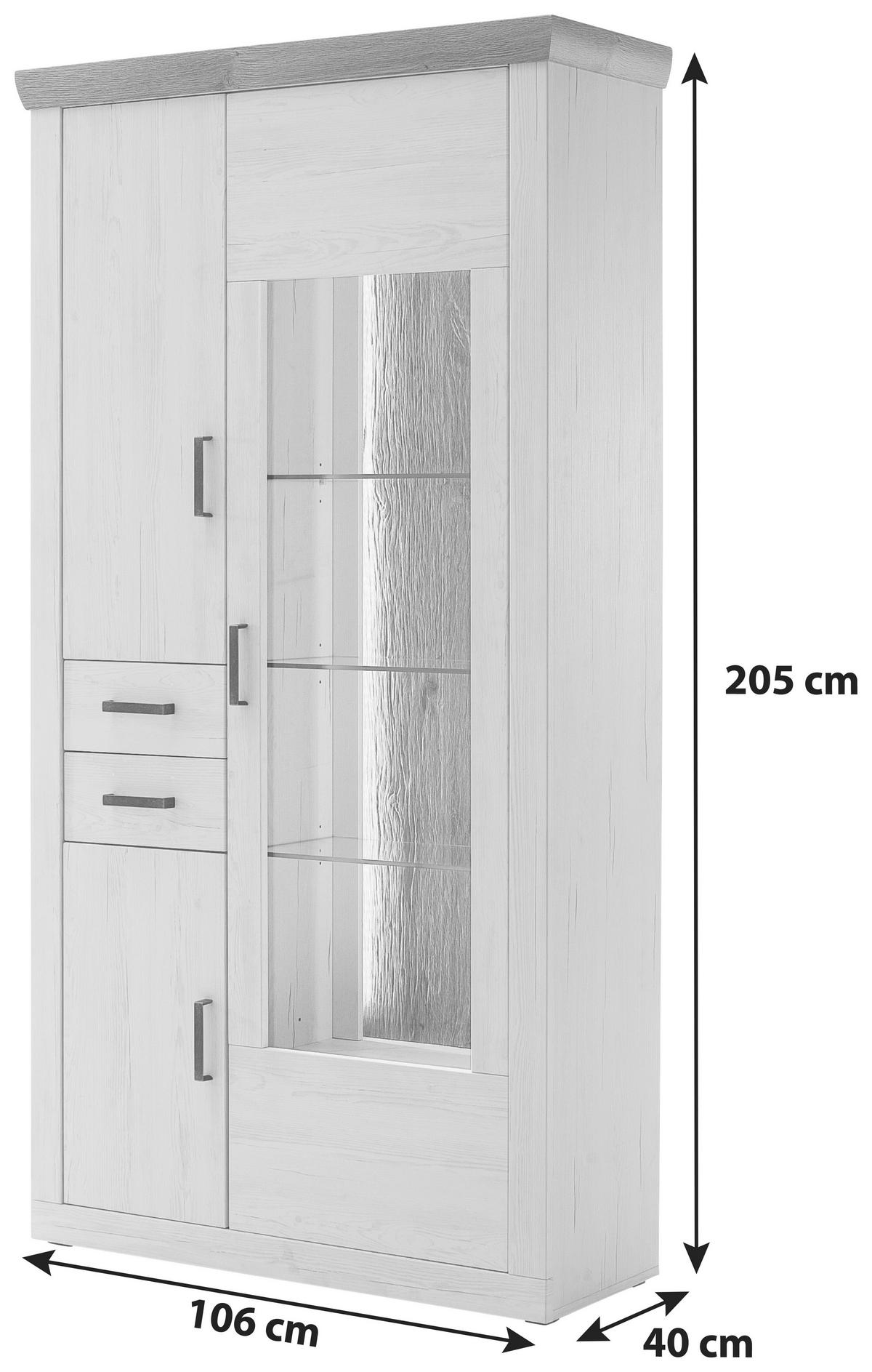 VITRINE  in Eichefarben, Pinienfarben - Eichefarben/Graphitfarben, Design, Glas/Holzwerkstoff (106/205/40cm) - MID.YOU