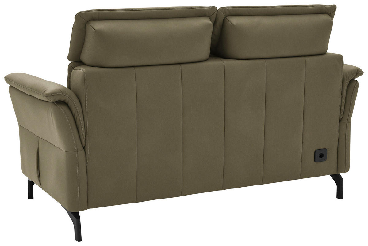 2-SITZER-SOFA in Echtleder Olivgrün  - Schwarz/Olivgrün, Konventionell, Leder/Metall (178/103/92cm) - Dieter Knoll