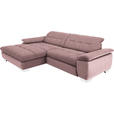 ECKSOFA  in Mikrofaser Altrosa Rücken echt, Kopfteilverstellung  180/265 cm  - Chromfarben/Altrosa, Design, Textil/Metall (180/265cm) - Carryhome