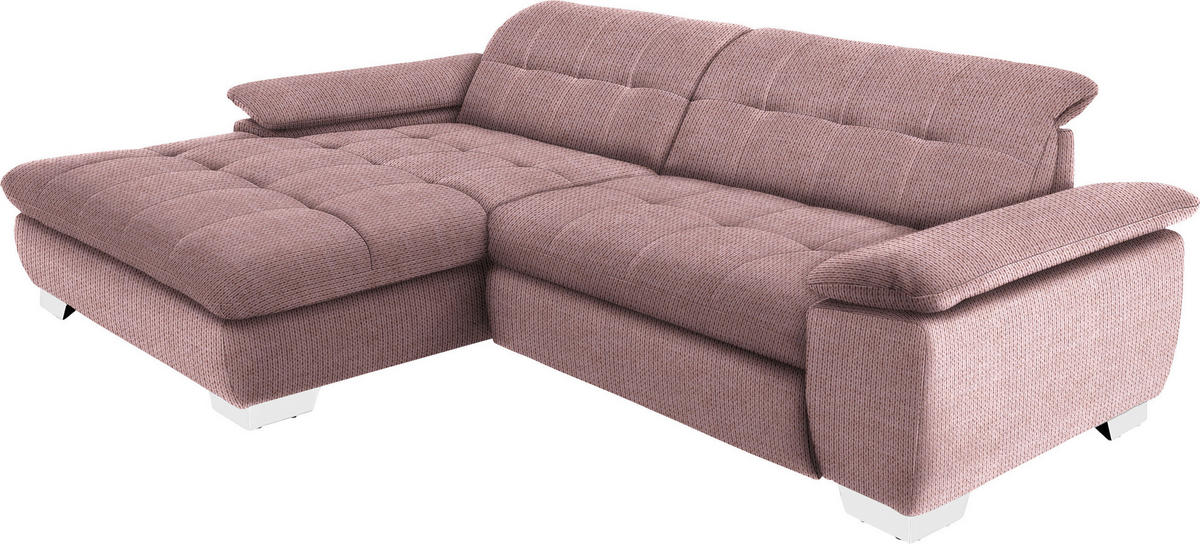 ECKSOFA in Mikrofaser Altrosa  - Chromfarben/Altrosa, Design, Textil/Metall (180/265cm) - Carryhome