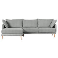 ECKSOFA  Mikrofaser Grau  - Buchefarben/Grau, Design, Holz/Textil (160/270cm) - MID.YOU