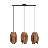 HÄNGELEUCHTE 79,5/18/110 cm    - Schwarz/Braun, Natur, Textil/Metall (79,5/18/110cm) - Eglo