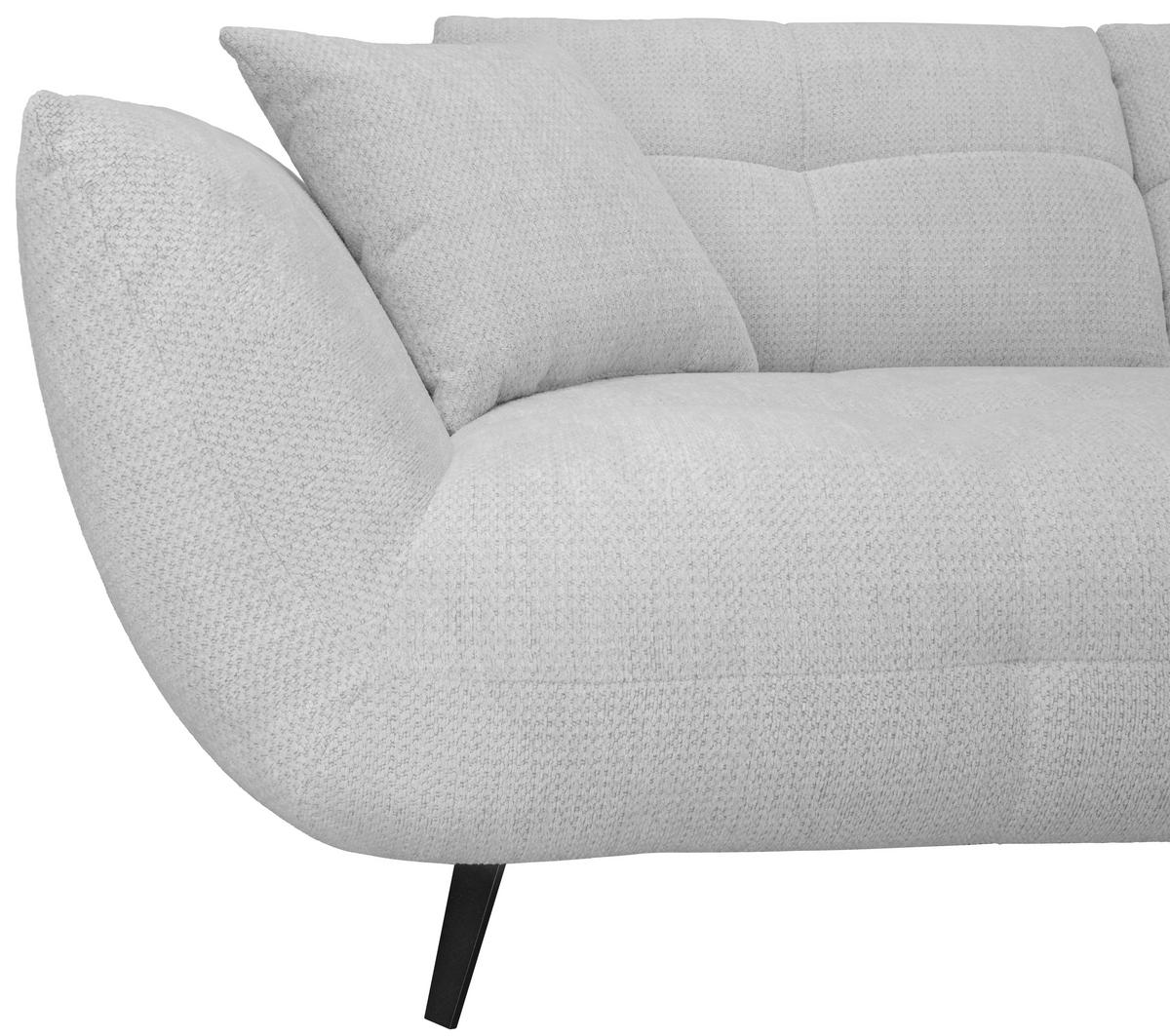 ECKSOFA Silberfarben Chenille Armlehnenkissen, Rücken echt, Sitztiefenverstellung  - Silberfarben/Schwarz, KONVENTIONELL, Textil/Metall (313/215cm) - Hom`in