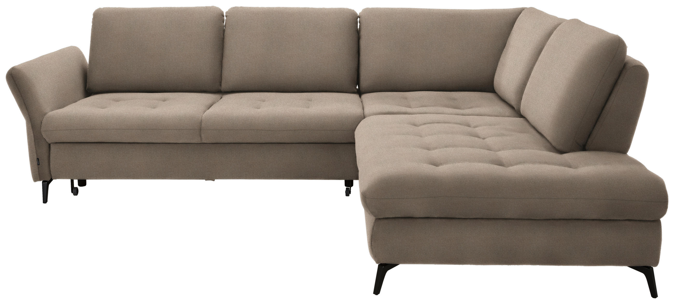 ECKSOFA Beige Flachgewebe  - Beige/Schwarz, Natur, Textil/Metall (288/233cm) - Valnatura